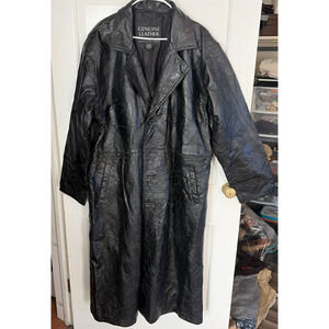 Navarre Men Patchwork Leather Coat Italian Black Jacket Overcoat 2X Goth Grunge